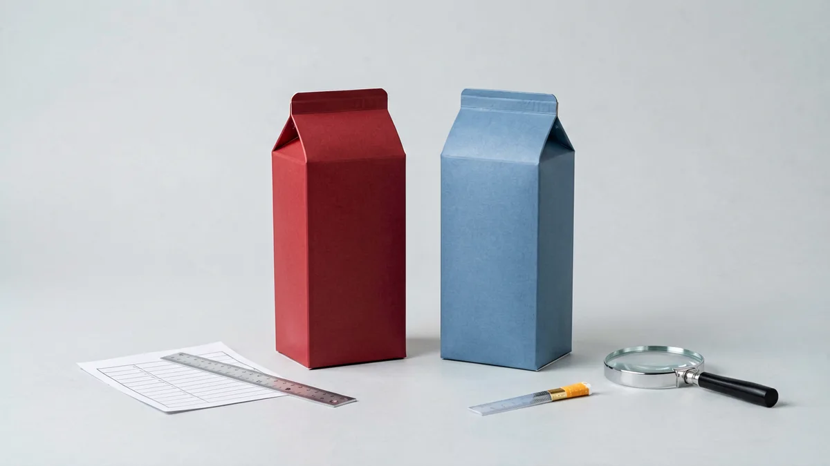 Neutral red and blue carton-shaped boxes arranged for comparing Dunhill Blue and Dunhill Red product records in Australia